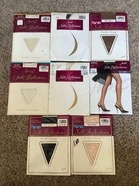 8 Pairs HANES Silk Reflections Control Top PANTYHOSE Size AB Nylons NEW